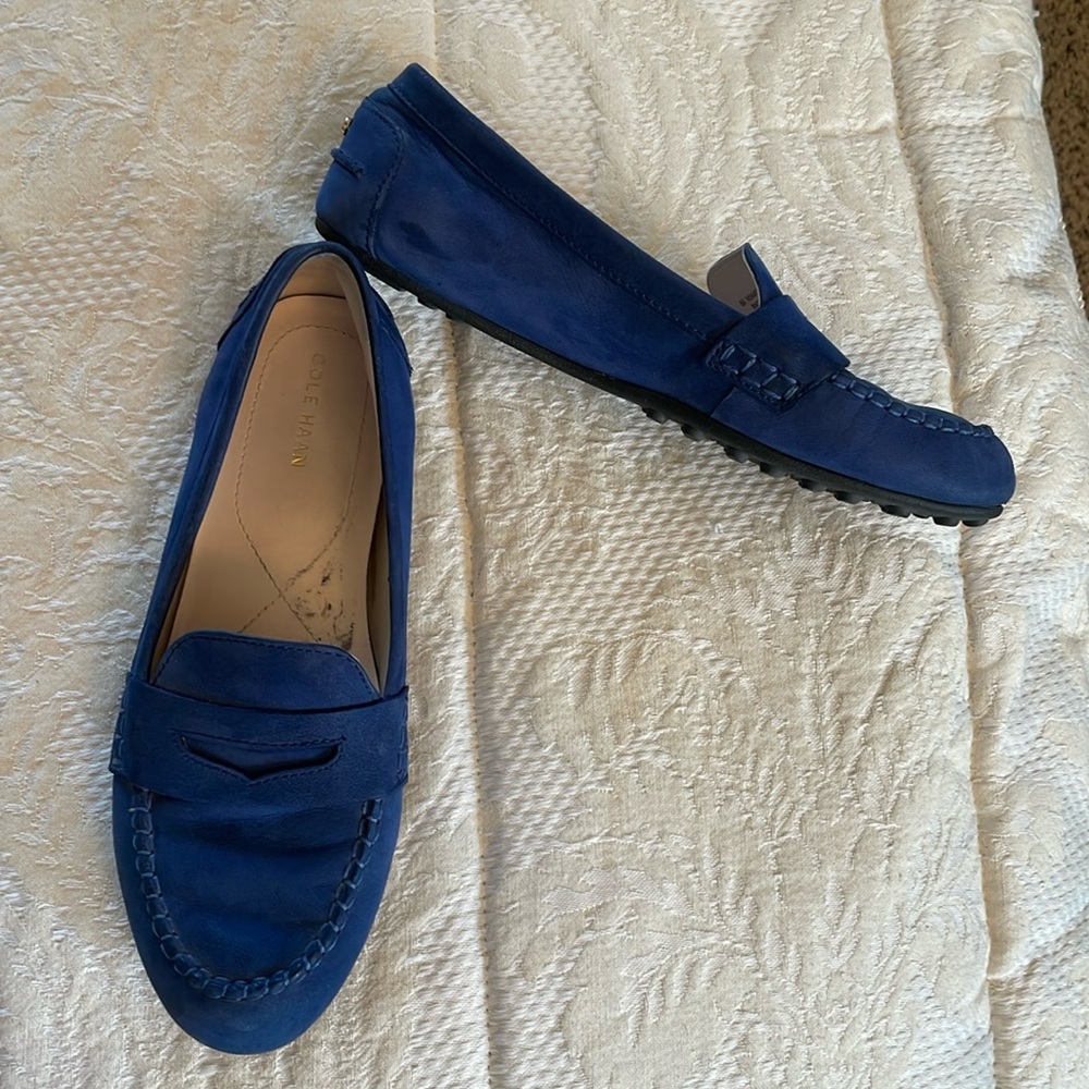 ❤️ Cole Haan Blue Suede Shoes Loafers size 8B ❤️ F5